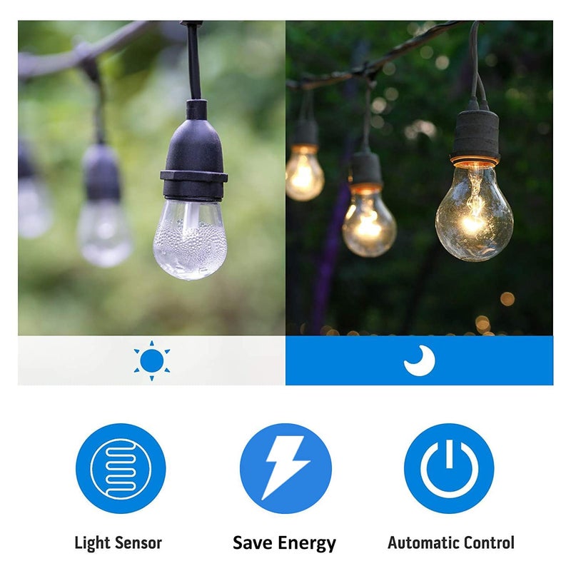 Tiffcofio Outdoor Timer Outlet, Dusk to Dawn Light Sensor Timer Weatherproof, 2 Grounded Outlets for Halloween and Christmas Lights, 15A 1/2HP, ETL Listed - Image 5