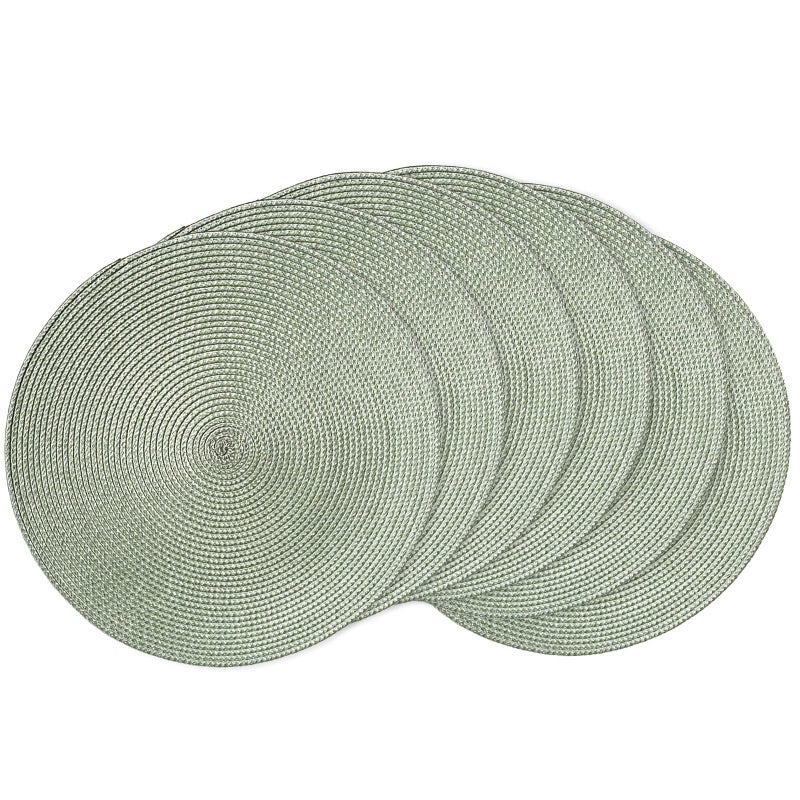 AHHFSMEI Round Braided Placemats 15 Inch Round Table Mats for Dining Tables Natural Woven Heat Resistant Place mats Set of 6 Sage Green