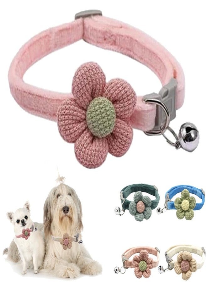 Weimostar Pink Puppy Collar with Bell and Floral, XS Dog Collars with Flower Girl Cat Collar Cute Adjustable for XXS XSmall Extra Small Female Dogs Pet Little Kitten Yorkie Chihuahua X-Small - Image 1