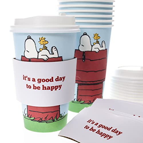 Graphique Disposable Travel Cups | Snoopy Doghouse Design | Set of 12 | Includes Cups, Lids, & Sleeves | Hot Coffee, Chocolate, Tea | Cold Beverages | Drinks to Go | 16 oz - Image 4