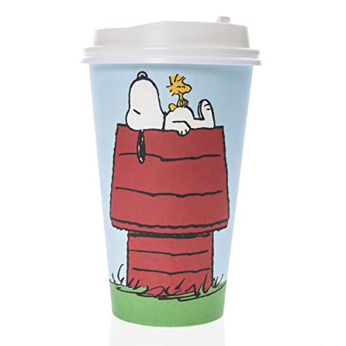 Graphique Disposable Travel Cups | Snoopy Doghouse Design | Set of 12 | Includes Cups, Lids, & Sleeves | Hot Coffee, Chocolate, Tea | Cold Beverages | Drinks to Go | 16 oz - Image 2