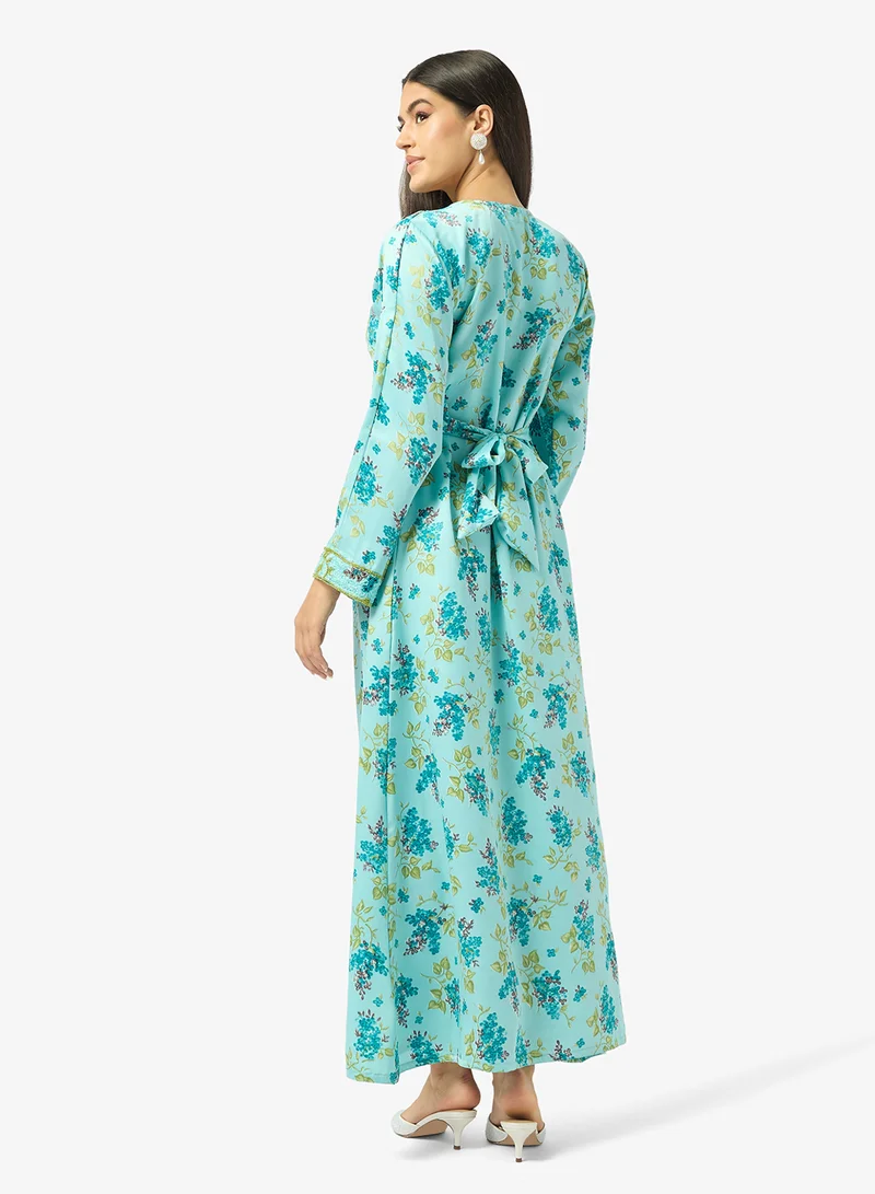 ARABIAN CLOSET Embellished Belted Jalabiya