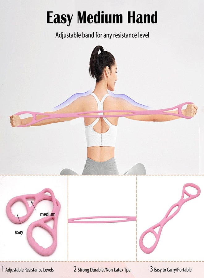 VKSG 4 Ring Adjustable Loop Resistance Bands for Working Out, Walk at Home, Fitness, Yoga, Pilates - Non-Slip Exercise Stretch Band for Women & Men, Home/Gym Use (Pink2) - Image 5