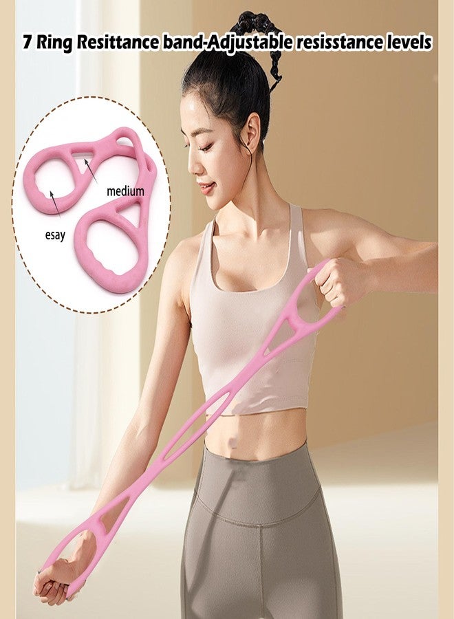 VKSG 4 Ring Adjustable Loop Resistance Bands for Working Out, Walk at Home, Fitness, Yoga, Pilates - Non-Slip Exercise Stretch Band for Women & Men, Home/Gym Use (Pink2) - Image 2