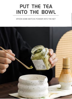 EZGOZ 7-Pieces Matcha Tea Set, Traditional Japanese Handmade Matcha Whisk Kit, Perfect for Tea Ceremony, Gift Giving, and Daily Relaxation-Black&White  - Image 3