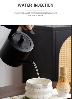 EZGOZ 7-Pieces Matcha Tea Set, Traditional Japanese Handmade Matcha Whisk Kit, Perfect for Tea Ceremony, Gift Giving, and Daily Relaxation-Black&White  - Image 4