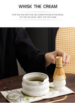 EZGOZ 7-Pieces Matcha Tea Set, Traditional Japanese Handmade Matcha Whisk Kit, Perfect for Tea Ceremony, Gift Giving, and Daily Relaxation-Black&White  - Image 5