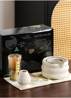 EZGOZ 7-Pieces Matcha Tea Set, Traditional Japanese Handmade Matcha Whisk Kit, Perfect for Tea Ceremony, Gift Giving, and Daily Relaxation-Black&White  - Image 1
