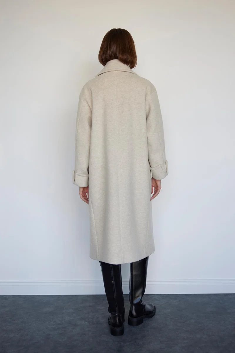 Suud Collection Cream Kane Cuffed Maxi Coat
