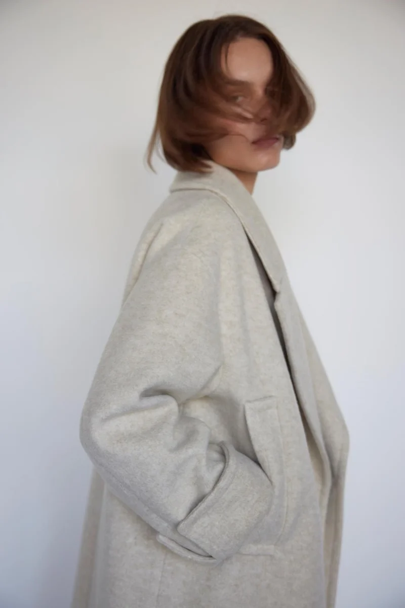 Suud Collection Cream Kane Cuffed Maxi Coat