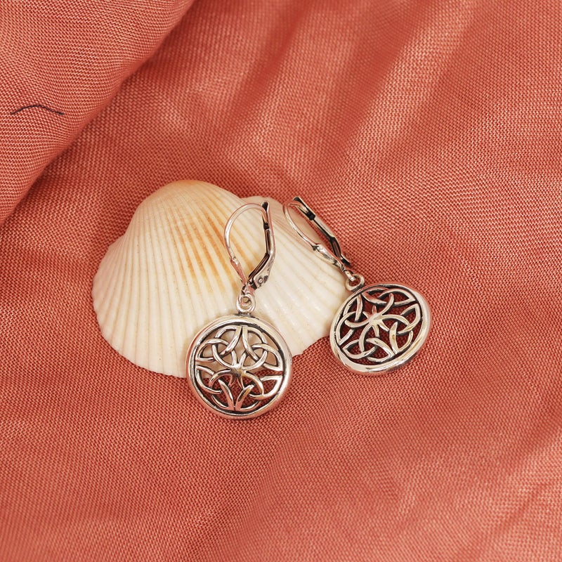 LeCalla Women's Drop & Dangle Earrings | 925 Sterling Silver Celtic Knot Round Drop Earrings | Italian Antique Celtic-Knot Leverback Dangle Earrings for Women - 35mm - Image 4