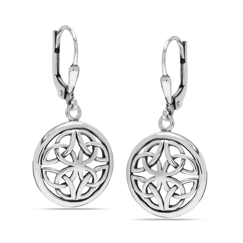 LeCalla Women's Drop & Dangle Earrings | 925 Sterling Silver Celtic Knot Round Drop Earrings | Italian Antique Celtic-Knot Leverback Dangle Earrings for Women - 35mm - Image 1