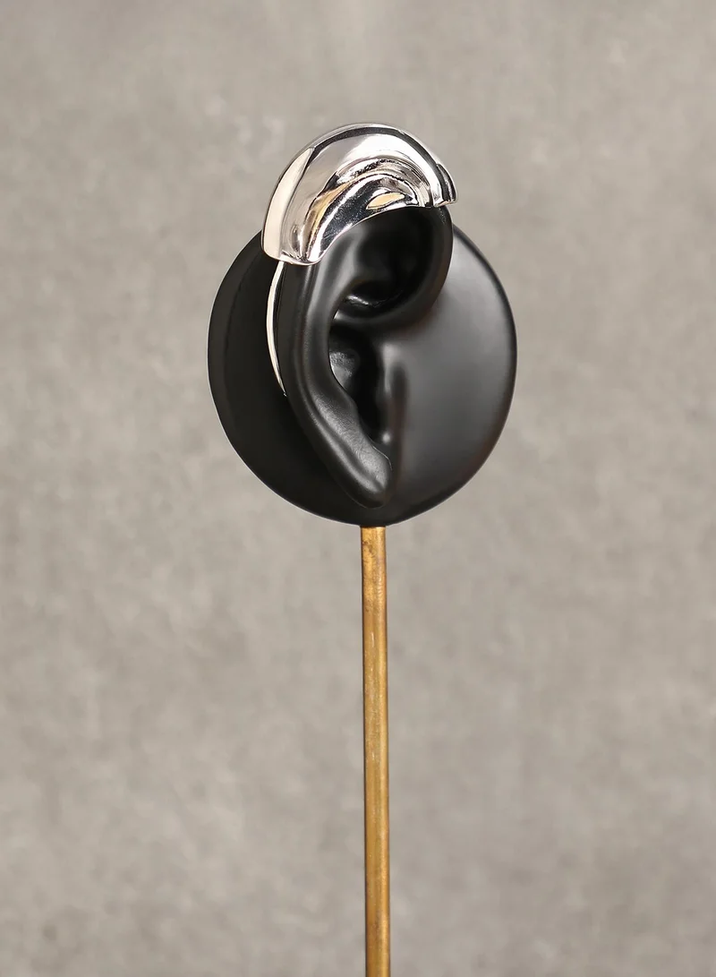 SOHI Women The Metallic-Mold Cuff Earrings | Metallic Silver Colour | One-Size | Metallic Alloy Material | Slip On Closure | Earrings For Casual & Evening Wear