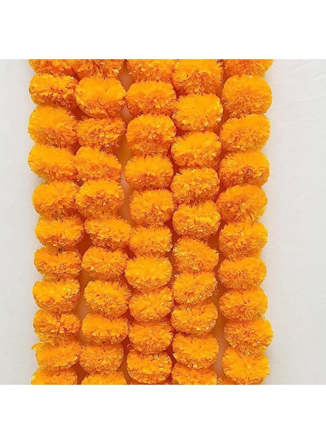 Ayunix Artificial Marigold Garland Mala Flower Genda Phool Long for Decoration, Home,Wedding, Festivals, Durga Pooja, Diwali, Ganesh Chaturthi 10Pcs (Orange) - Image 2