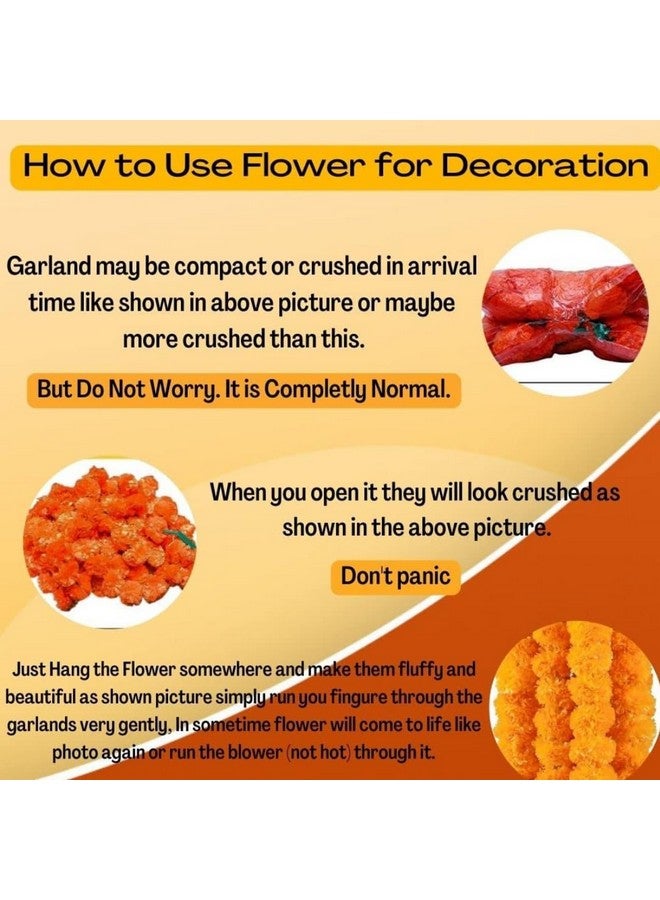 Ayunix Artificial Marigold Garland Mala Flower Genda Phool Long for Decoration, Home,Wedding, Festivals, Durga Pooja, Diwali, Ganesh Chaturthi 10Pcs (Orange) - Image 5