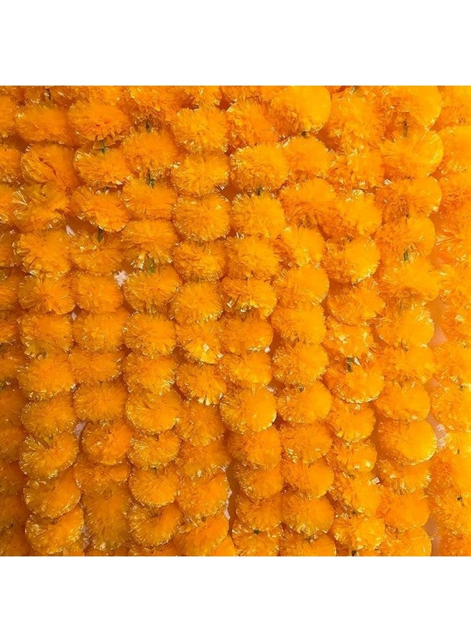 Ayunix Artificial Marigold Garland Mala Flower Genda Phool Long for Decoration, Home,Wedding, Festivals, Durga Pooja, Diwali, Ganesh Chaturthi 10Pcs (Orange) - Image 1