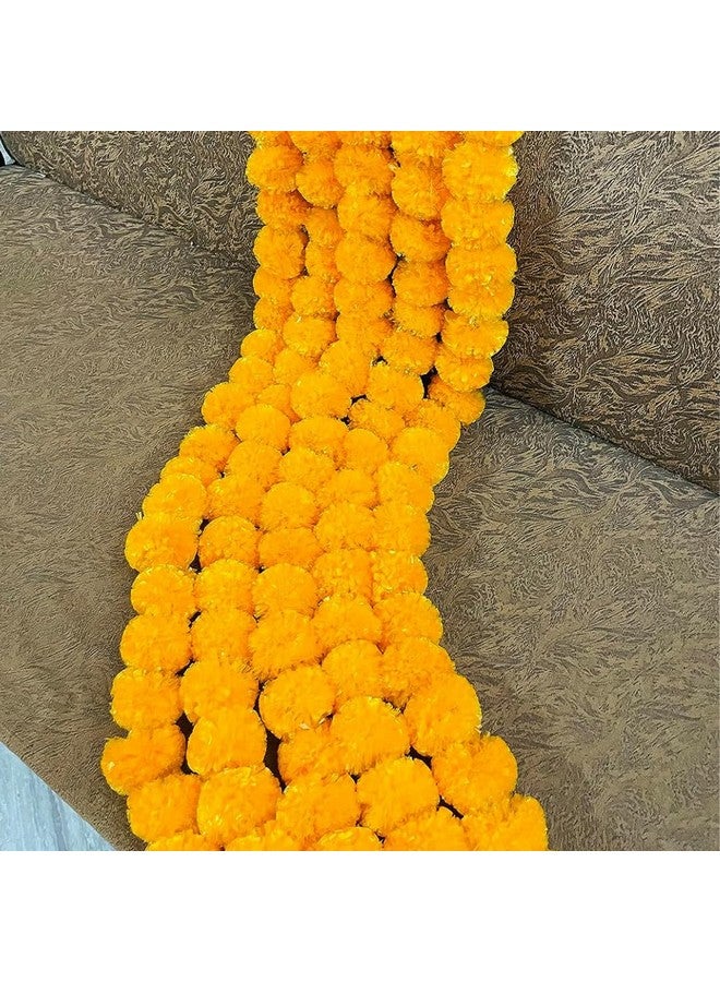 Ayunix Artificial Marigold Garland Mala Flower Genda Phool Long for Decoration, Home,Wedding, Festivals, Durga Pooja, Diwali, Ganesh Chaturthi 10Pcs (Orange) - Image 4