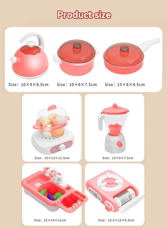 54pcs Play Kitchen Toys, Realistic Kitchen Miniature Pretend Play Toy Set For Kids Food Kitchen Accessories Toy With Gas Stove, Steamer, Juicer, Dishwasher With Water Circulation With Realistic Lights Sounds, Birthday Gift For Kids Gifts For - Image 2
