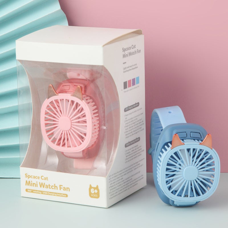 Portable Mini Watch Fan: Grey ABS & Food-Grade Silicone Wristband - 3 Adjustable Wind Speeds Ultra-Low Noise Colorful LED Lights, Removable Desktop Fan for Outdoor Activities Daily Use - Image 4