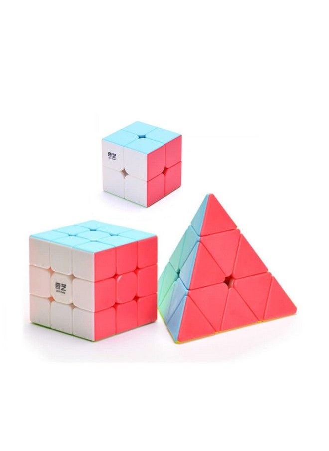 Generic - Cube Set Speed Cube 2X2 3X3 Pyraminx Stickerless Set Of 2X2X2 3X3X3 Pyramid Puzzle Cube (Stickerless) - Image 1