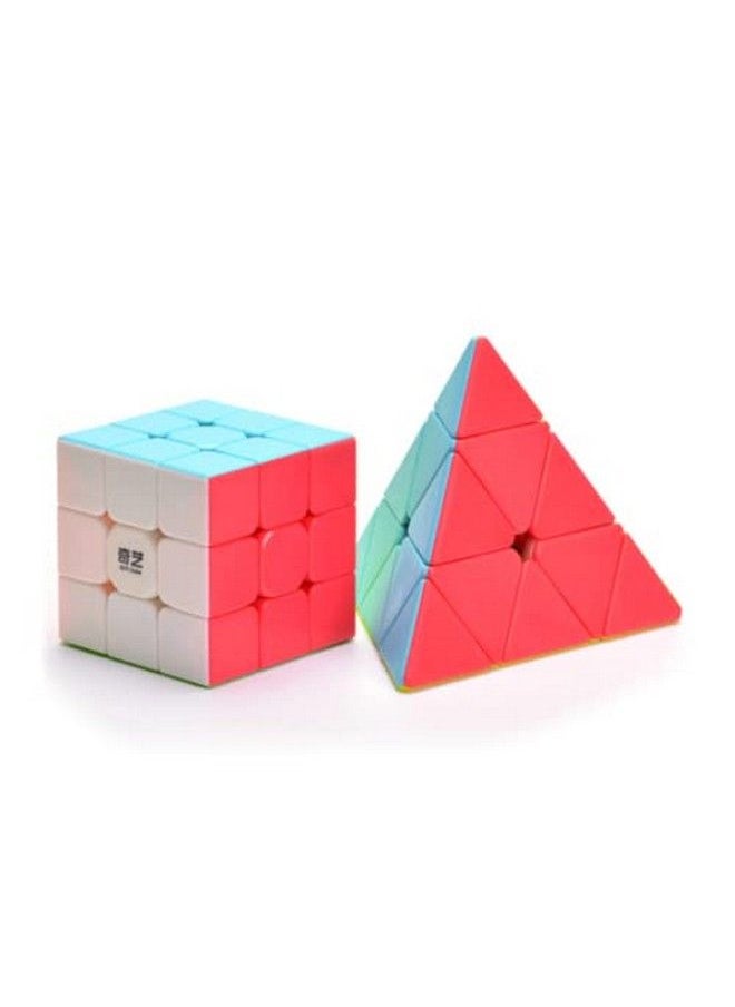 Generic - Cube Set Speed Cube 2X2 3X3 Pyraminx Stickerless Set Of 2X2X2 3X3X3 Pyramid Puzzle Cube (Stickerless) - Image 1