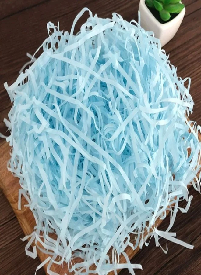 شير ذا لوف  حشو ورقي ممزق ومجعد صديق للبيئة - نابض بالحياة، ومتين، ومثالي لتغليف الهدايا والحرف اليدوية (100 جرام، أزرق فاتح)