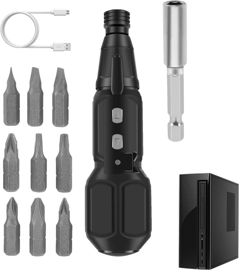 Mini Electric Screwdriver Set - 3.6V Portable Drill Tool - 2Nm Cordless Screwdriver Set with 10 Bits | for Phones Tablet Computers Laptop Electronics Furniture Home Appliance Watches Repair - Image 1