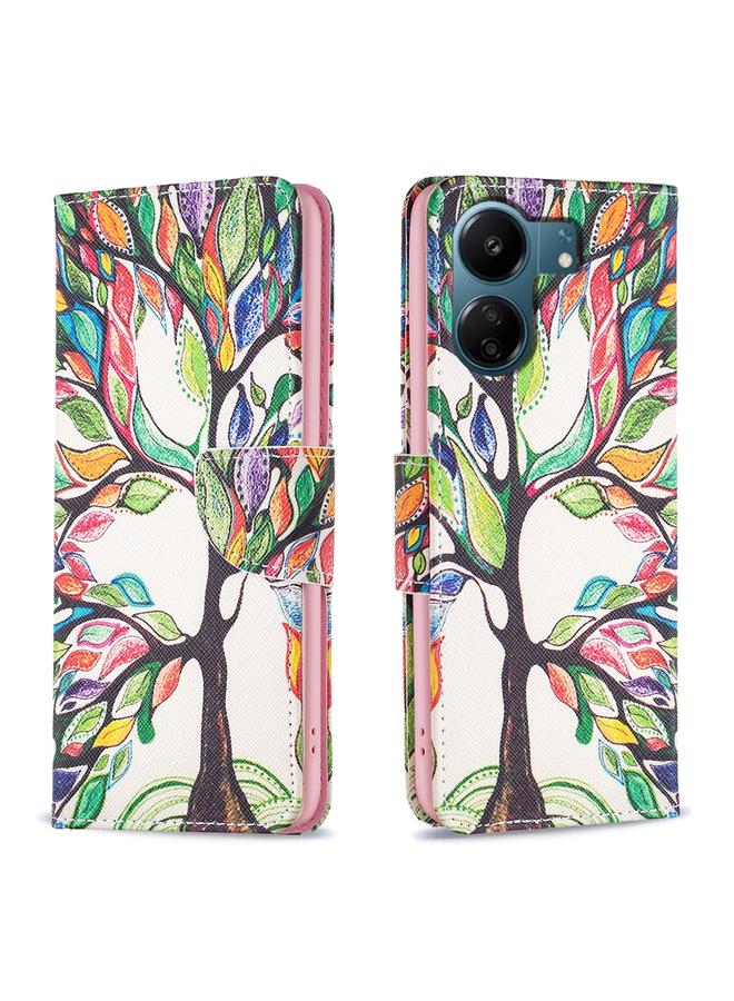 Case For Xiaomi Redmi 13C Colored Drawing Pattern Leather Phone Case