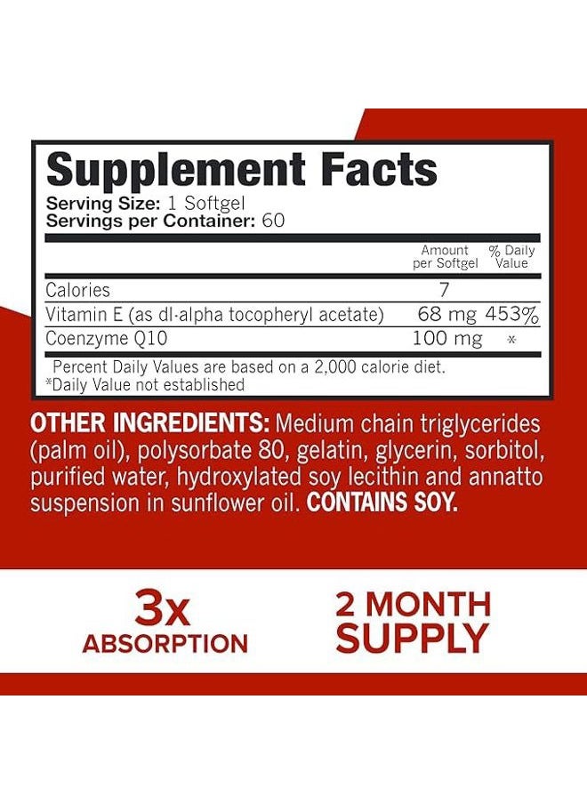 Qunol Ultra CoQ10 100mg Softgels- 3x Better Absorption Coenzyme Q10 Supplements - Antioxidant Supplement for Vascular and Heart Health & Energy Production - 2 Month Supply - 60 Count  - Image 3