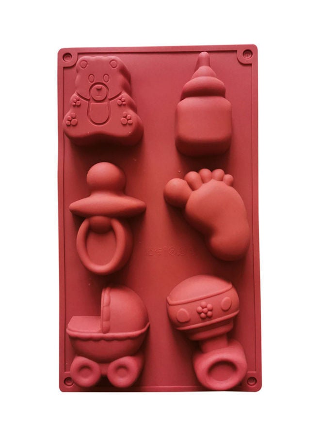 نيبمينينت طقم قالب من السيليكون بتصميم قدم وألعاب الطفل مكون 6 خلايا أحمر 28.5 x 17سم - Image 1