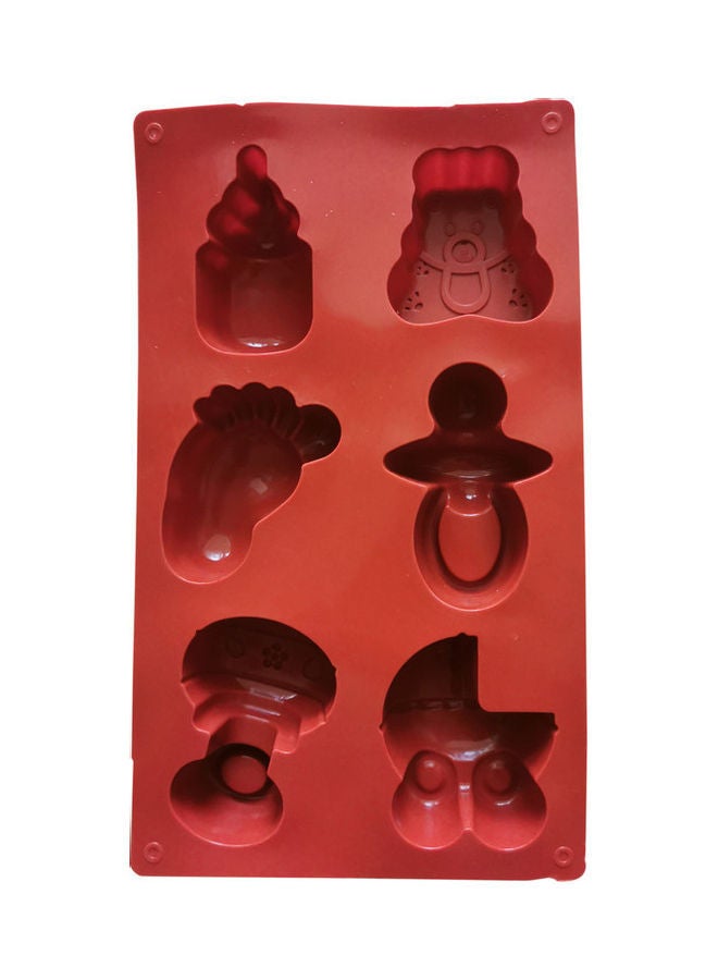 نيبمينينت طقم قالب من السيليكون بتصميم قدم وألعاب الطفل مكون 6 خلايا أحمر 28.5 x 17سم - Image 3