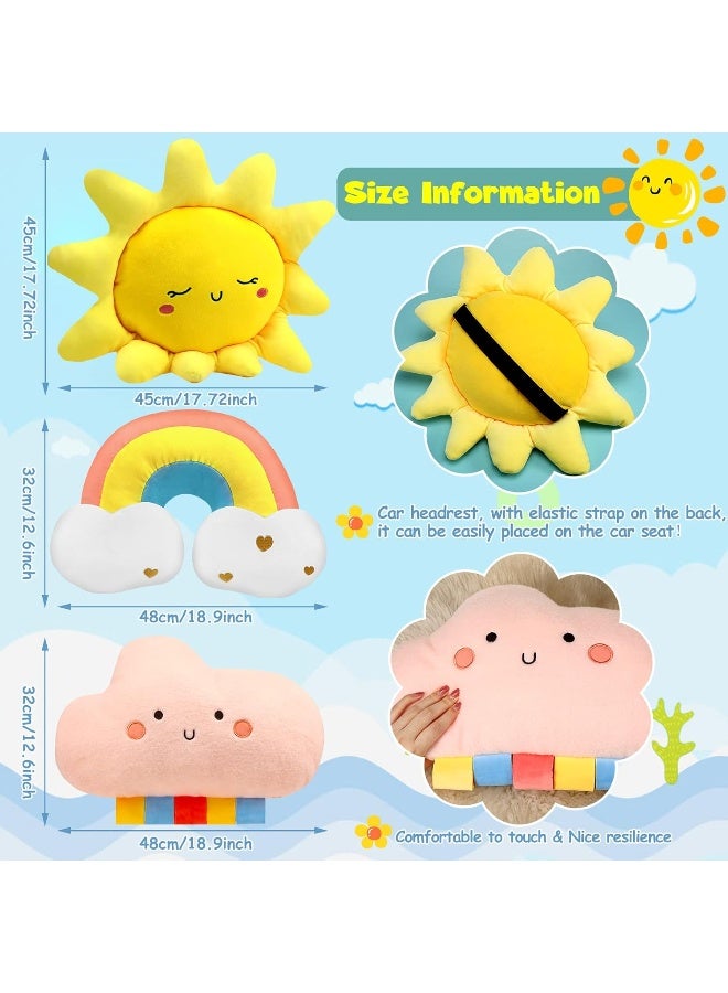 Queekay Queekay Sun Rainbow Cloud Moon Star Pillow 3 Pcs Shaped Pillows Decorative Kids Cute Nursery Pillow Cloud Sun Rainbow  - Image 3