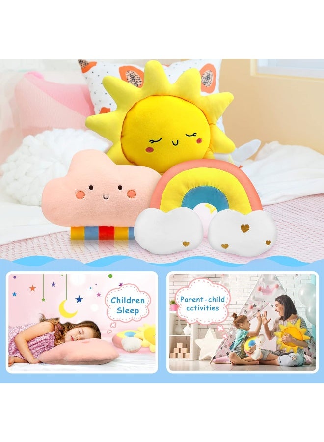 Queekay Queekay Sun Rainbow Cloud Moon Star Pillow 3 Pcs Shaped Pillows Decorative Kids Cute Nursery Pillow Cloud Sun Rainbow  - Image 4