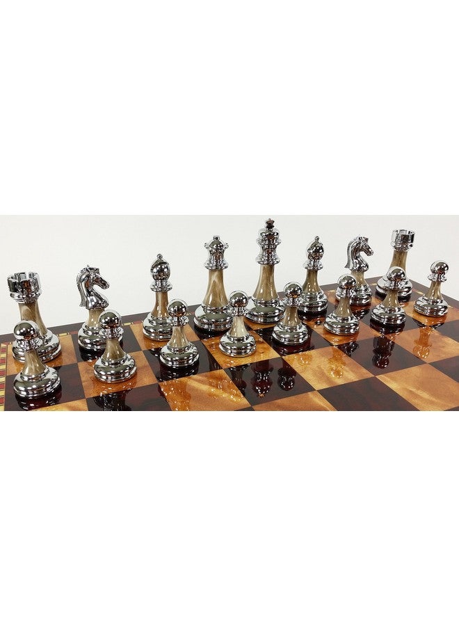 HPL 3 1/2 Inch King Staunton Chrome & Black Chrome Weighted Pro Plastic Chess Men Pieces Set No Board - Image 5