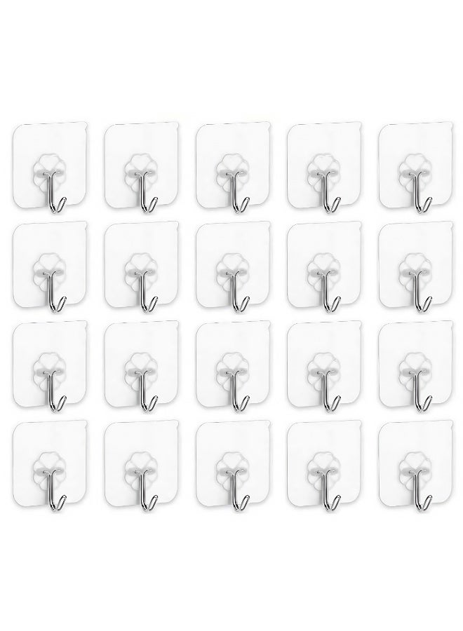 NIBEMINENT Adhesive Hooks Heavy Duty Wall Hooks 20Pack 8kg (Max) Self Adhesive Hook  - Image 1