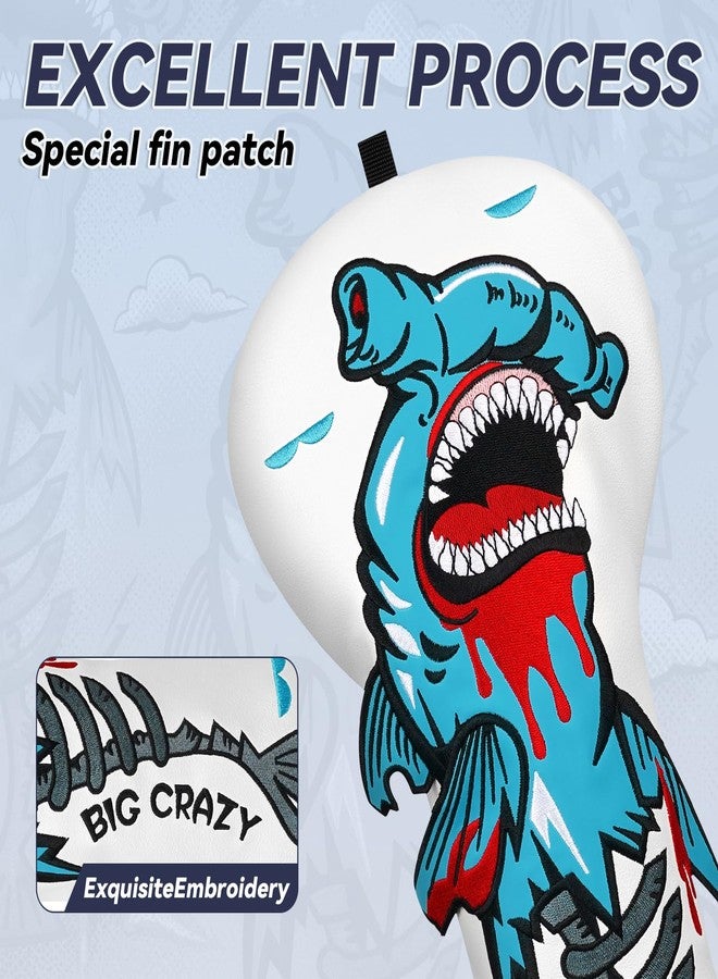 Big Crazy Golf Head Covers, Golf Club Covers Funny, Driver Headcovers, Golf Club Covers, Fairway Woods Head Covers, Hybrids Headcover, Putter Cover with Soft Lining for Golf Gift Hammerhead Sharks - Image 3