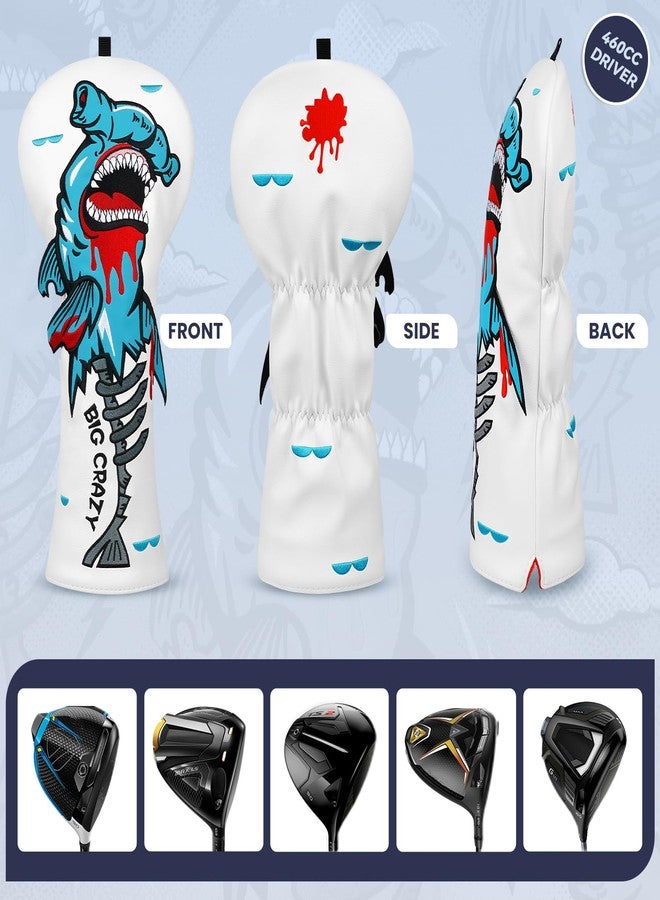 Big Crazy Golf Head Covers, Golf Club Covers Funny, Driver Headcovers, Golf Club Covers, Fairway Woods Head Covers, Hybrids Headcover, Putter Cover with Soft Lining for Golf Gift Hammerhead Sharks - Image 4
