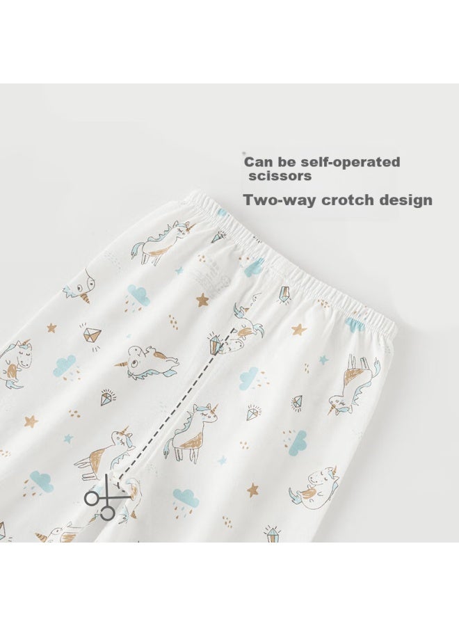Good bear Cute Bear Summer Uni Baby Pure Cotton Thin Long Pants Infant Footed Pants Baby Toddler Lovely Mosquito-proof Casual Pants Summer Outfit - Image 1