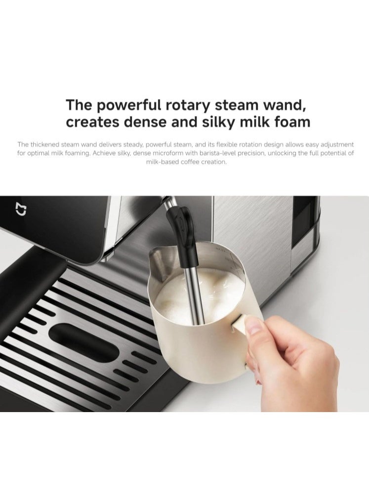 Mijia Semi-automatic Espresso Machine with Touch Panel, Milk Frother, Stainless Steel Body, Real-time Temperature Control, 20 Bar Pump - Image 5