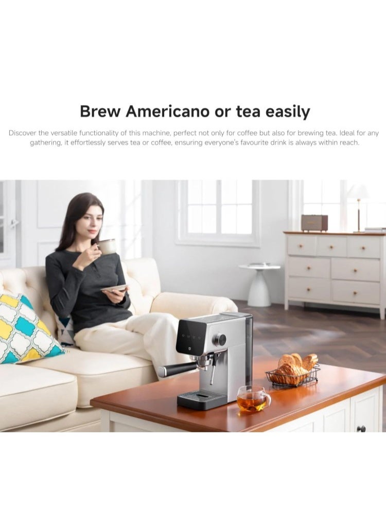 Mijia Semi-automatic Espresso Machine with Touch Panel, Milk Frother, Stainless Steel Body, Real-time Temperature Control, 20 Bar Pump - Image 4