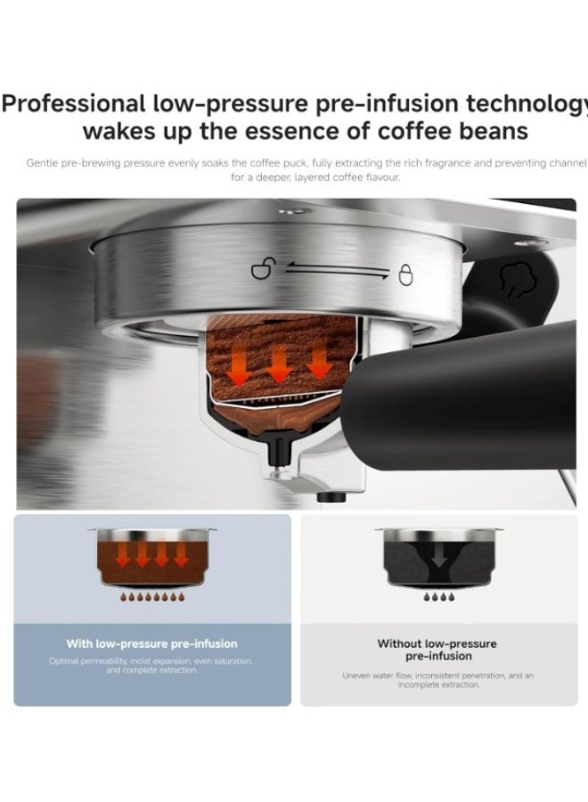 Mijia Semi-automatic Espresso Machine with Touch Panel, Milk Frother, Stainless Steel Body, Real-time Temperature Control, 20 Bar Pump - Image 3