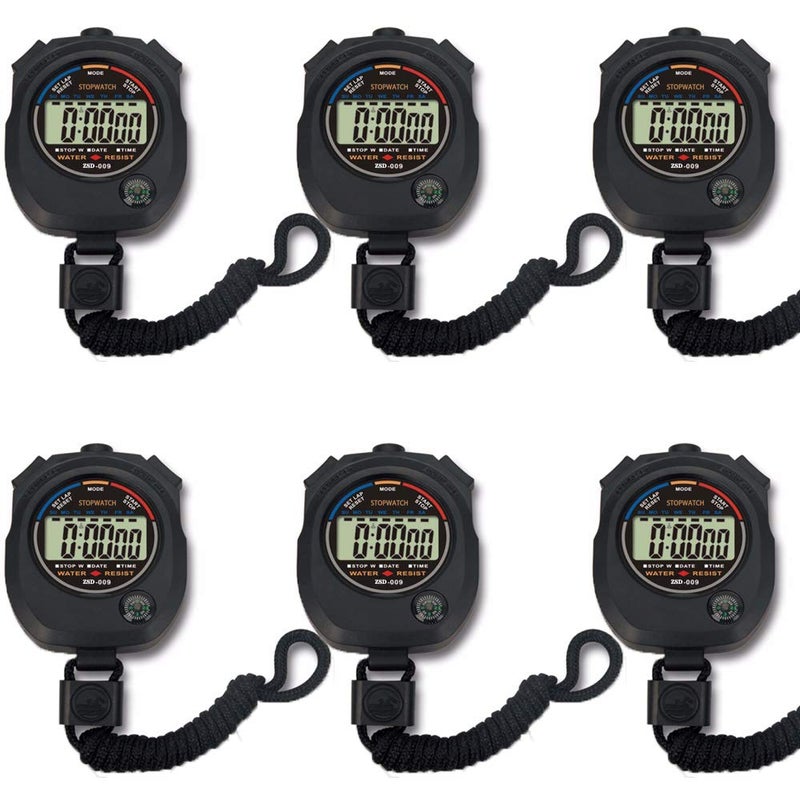 Pgzsy 6 Pack Multi-Function Electronic Digital Sport Stopwatch Timer, Large Display with Date Time and Alarm Function,Suitable for Sports Coaches Fitness Coaches and Referees  - Image 1