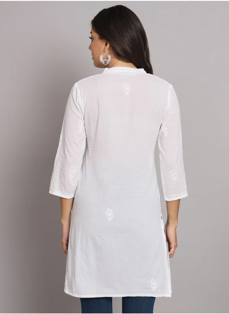 Alaya Hand Embroidered Chikankari Cotton Pleated Tunic-AL1950