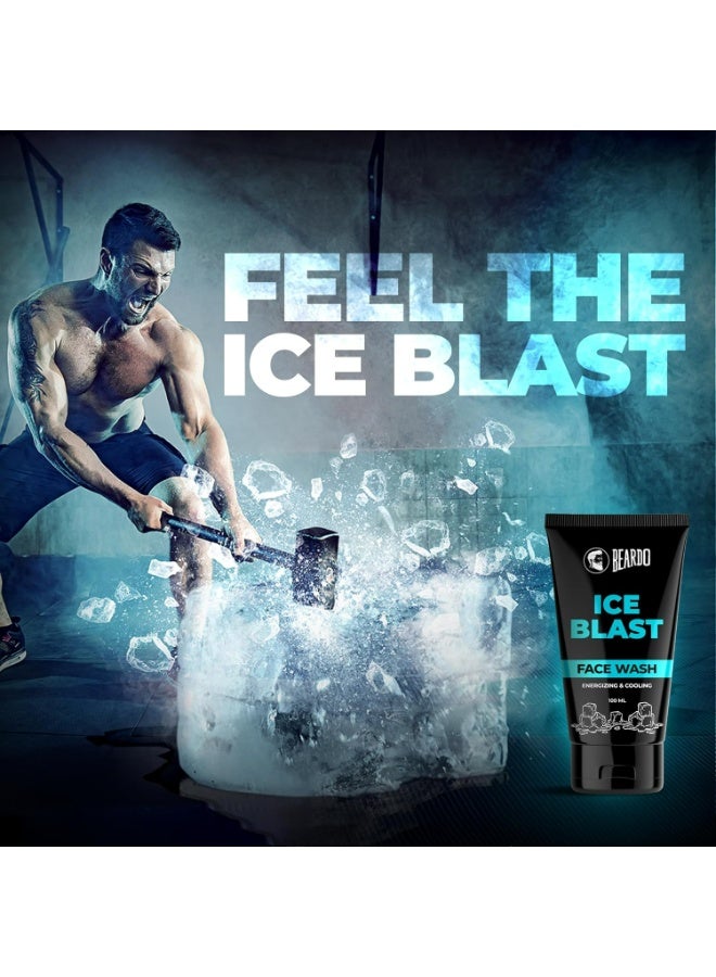 BEARDO Ice Blast Cooling Facewash for Men, 100 ml | INSTANT Icy freshness | Aloe Vera Face wash, Vitamin E & Menthol for cool lock technology | Refreshing & Hydrating facewash - Image 2