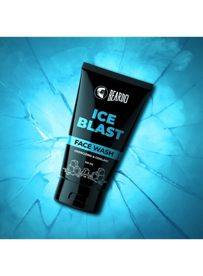 BEARDO Ice Blast Cooling Facewash for Men, 100 ml | INSTANT Icy freshness | Aloe Vera Face wash, Vitamin E & Menthol for cool lock technology | Refreshing & Hydrating facewash - Image 1