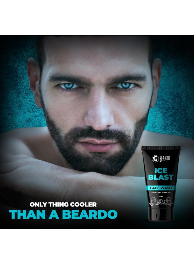 BEARDO Ice Blast Cooling Facewash for Men, 100 ml | INSTANT Icy freshness | Aloe Vera Face wash, Vitamin E & Menthol for cool lock technology | Refreshing & Hydrating facewash - Image 4