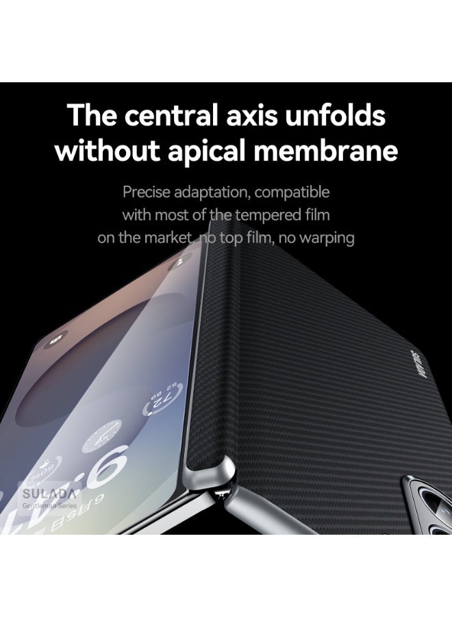 SULADA Magnetic Leather for Samsung Galaxy Z Fold 7 Case, Carbon Fiber Texture, Hinge Cover Camera Protection, Black - Image 4