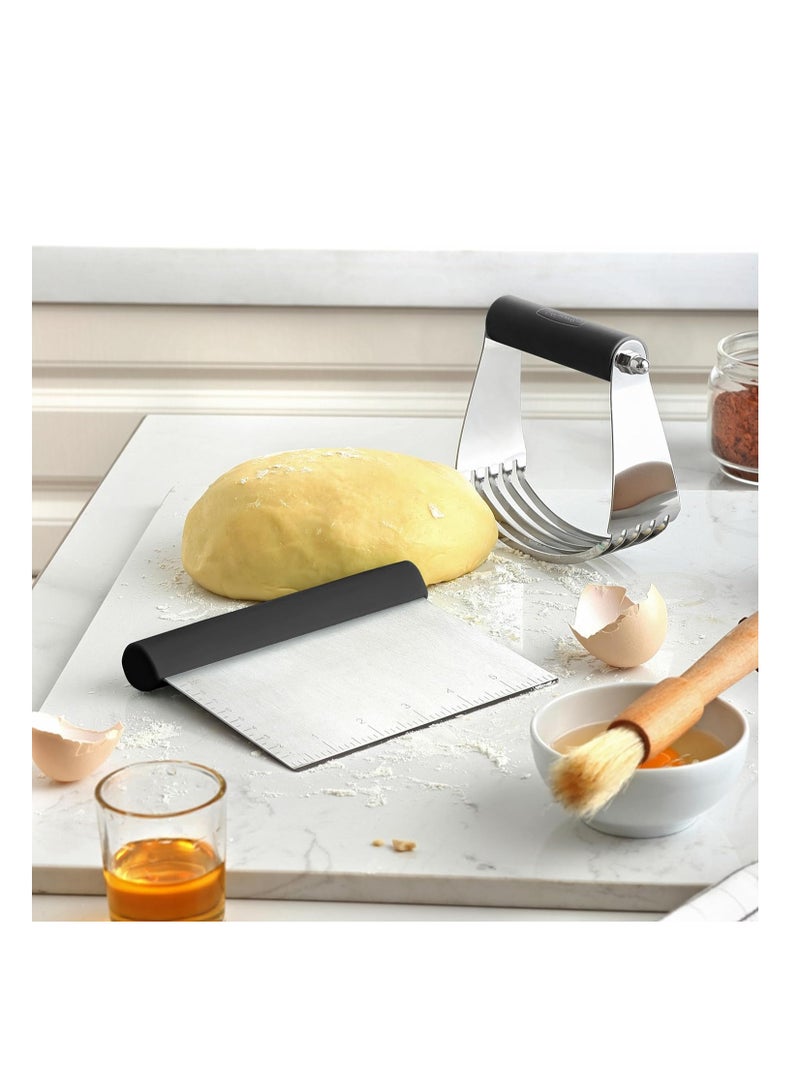 Spring Chef Spring Chef Dough Blender & Pastry Cutter Tool, Stainless Steel Pastry Blender & Bench Scraper for Pizza, Nut, Pie - Multipurpose Dough Cutter & Scraper Tool for Baking with Soft Grip Handles - Black - Image 3