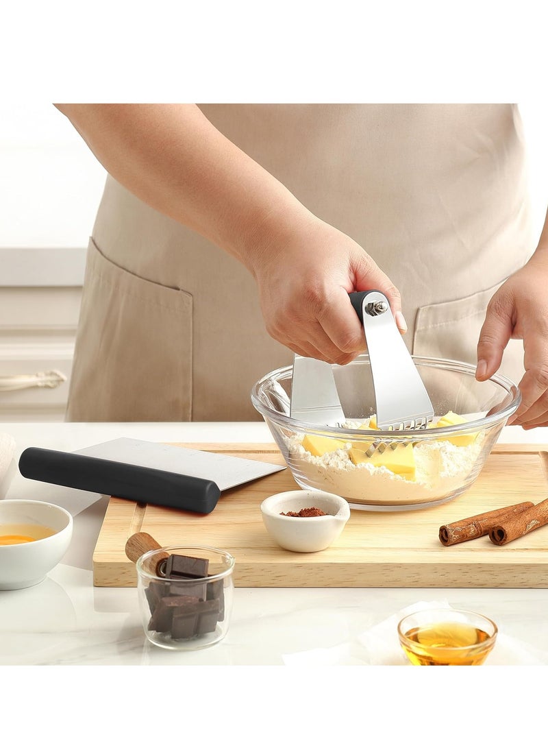 Spring Chef Spring Chef Dough Blender & Pastry Cutter Tool, Stainless Steel Pastry Blender & Bench Scraper for Pizza, Nut, Pie - Multipurpose Dough Cutter & Scraper Tool for Baking with Soft Grip Handles - Black - Image 5