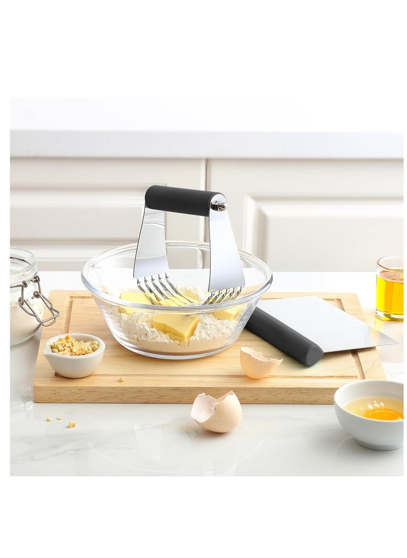 Spring Chef - Spring Chef Dough Blender & Pastry Cutter Tool, Stainless Steel Pastry Blender & Bench Scraper for Pizza, Nut, Pie - Multipurpose Dough Cutter & Scraper Tool for Baking with Soft Grip Handles - Black - Image 1